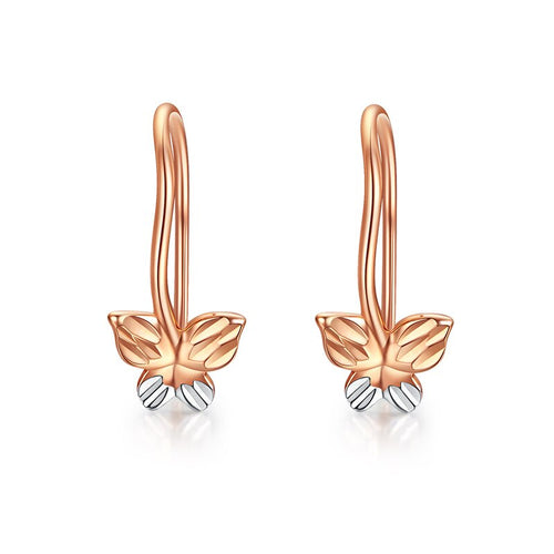 Pure Real Gold Butterfly Pierced Earrings
