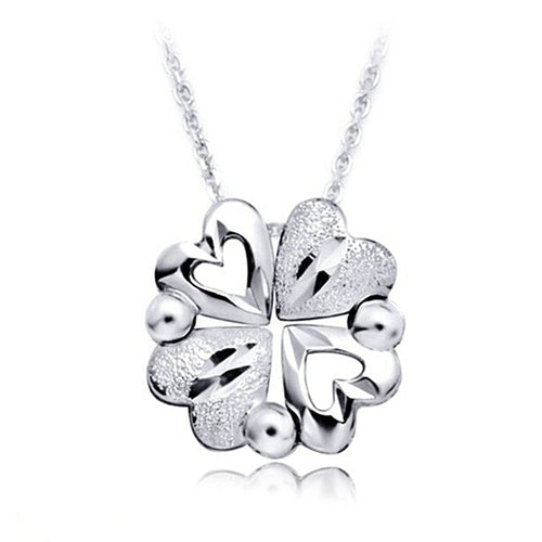 White Real Solid Platinum Gold Charm Necklace